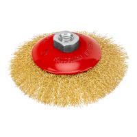 Щетка для УШМ, 125 мм, М14, "тарелка", латунированная витая проволока Matrix по ценам производителя в Уфе с доставкой по всей России