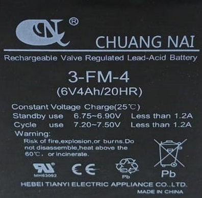 Аккумулятор свинцово-кислотный герм. (WET) 6В/4Ач 98х46х69 для тележки WH-25ES по ценам производителя в Уфе с доставкой по всей России