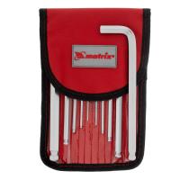 Набор ключей имбусовых HEX, 1.5-12 мм, CrV, 10 шт, удлиненных, шарообразный наконечник, с сатинированным покрытием, чехол Matrix по ценам производителя в Уфе с доставкой по всей России