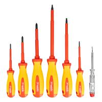 Набор диэлектрических отверток 7 шт, до 1000 В, пробник электрический до 250 В, двухкомпонентные рукоятки Matrix Professional по ценам производителя в Уфе с доставкой по всей России