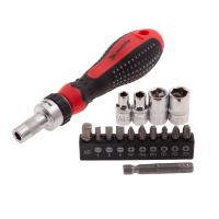 Отвертка реверсивная с набором бит и насадок торцевых, CrV, 1/4, 16 шт Matrix по ценам производителя в Уфе с доставкой по всей России