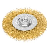 Щетка для УШМ, 100 мм, М14, плоская, латунированная витая проволока Matrix по ценам производителя в Уфе с доставкой по всей России