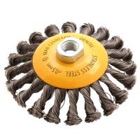 Щетка для УШМ, 125 мм, "Тарелка", крученая нержавеющая проволока 0.5 мм, М14 Denzel по ценам производителя в Уфе с доставкой по всей России