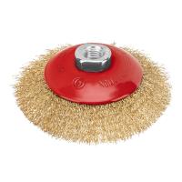 Щетка для УШМ, 115 мм, М14, "тарелка", латунированная витая проволока Matrix по ценам производителя в Уфе с доставкой по всей России