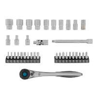 Набор торцевых головок, трещотка 120 зубьев, 1/4", CrV, 36 предметов Gross по ценам производителя в Уфе с доставкой по всей России