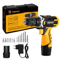 Аккумуляторная дрель-шуруповерт DEKO DKCD12V SET1 в кейсе + оснастка 13 шт, 2*2,0 А·ч