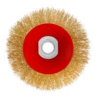 Щетка для УШМ, 100 мм, М14, "тарелка", латунированная витая проволока Matrix по ценам производителя в Уфе с доставкой по всей России