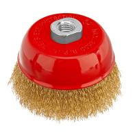 Щетка для УШМ, 100 мм, М14, "чашка", латунированная витая проволока Matrix по ценам производителя в Уфе с доставкой по всей России