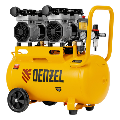 Компрессор безмасляный, малошумный DLS 1500/50, 1500 ВТ, 2x750, 50 л, 260 л/мин Denzel по ценам производителя в Уфе с доставкой по всей России
