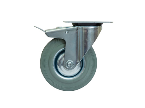 Колесо поворотное серая резина SCB 63 f 160 мм с тормозом по ценам производителя в Уфе с доставкой по всей России