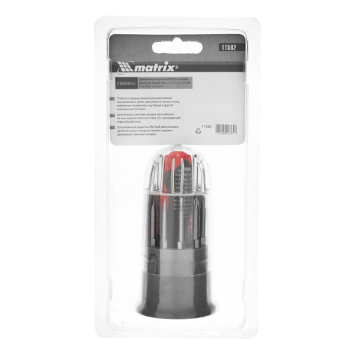 Отвертка для точных работ Fusion с насадками, 11 предметов, в пластиковом пенале, трехкомпонентная рукоятка Matrix по ценам производителя в Уфе с доставкой по всей России