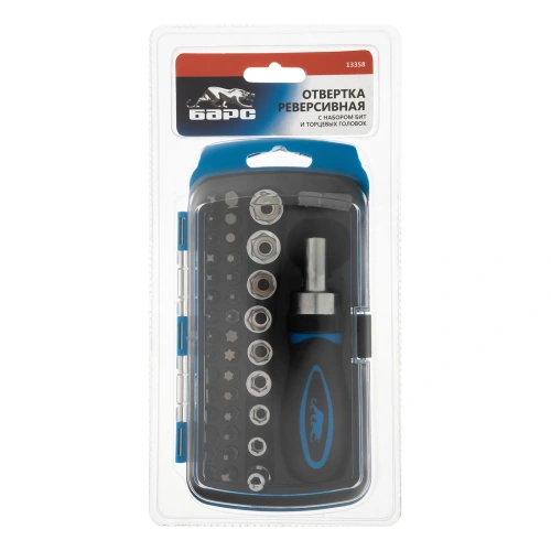 Отвертка реверсивная с набором бит и торцевыми головками, 41 шт Барс по ценам производителя в Уфе с доставкой по всей России