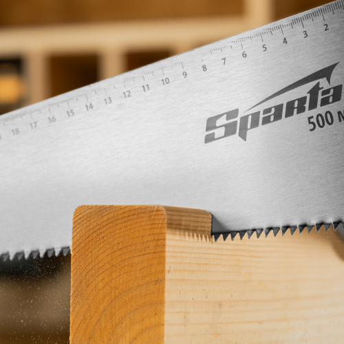 Ножовка по дереву, 500 мм, 7-8 TPI, каленый зуб, линейка, деревянная рукоятка Sparta по ценам производителя в Уфе с доставкой по всей России
