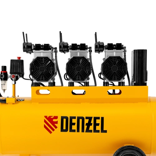 Компрессор безмасляный, малошумный DLS 3300/100, 3300 Вт,3x1100, 100 л, 570 л/мин ,блок управления Denzel по ценам производителя в Уфе с доставкой по всей России