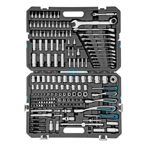Набор инструментов, 1/2", 3/8", 1/4", CrV, 120 зубьев, 216 предметов Gross по ценам производителя в Уфе с доставкой по всей России