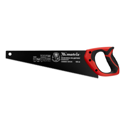 Ножовка по дереву, 400 мм, 7-8 TPI, зуб-3D, каленый зуб, тефлоновое покрытие полотна, двухкомпонентная рукоятка Matrix по ценам производителя в Уфе с доставкой по всей России