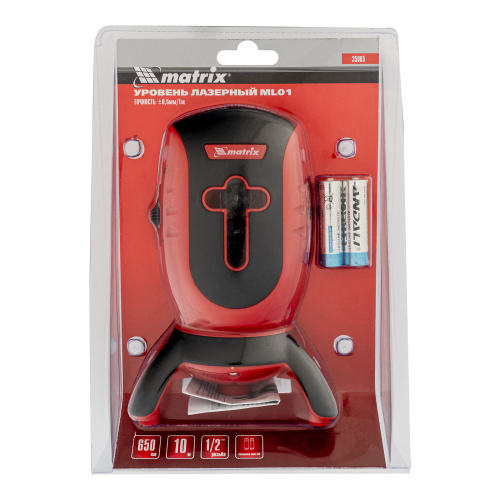 Лазерный уровень ML01T, дальность 10 м, точность ± 0,5 мм, / 1 м, длина волны 650 нм, проекция 1 вертикальная 1 горизонтальная плоскость, резьба под штатив 5/8" Matrix по ценам производителя в Уфе с доставкой по всей России