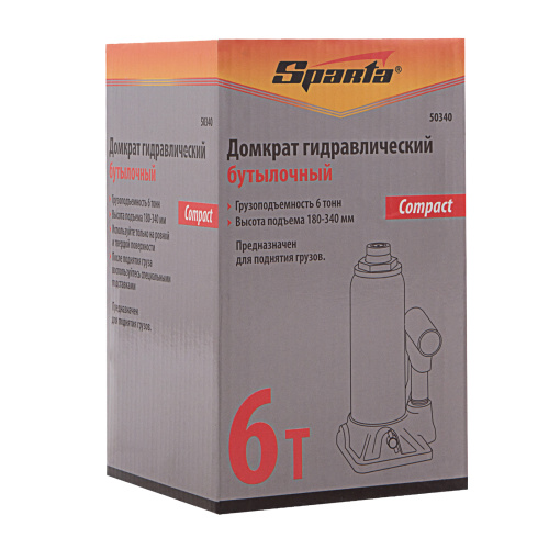 Домкрат гидравлический бутылочный, 6 т, h подъема 180–340 мм Sparta Compact по ценам производителя в Уфе с доставкой по всей России