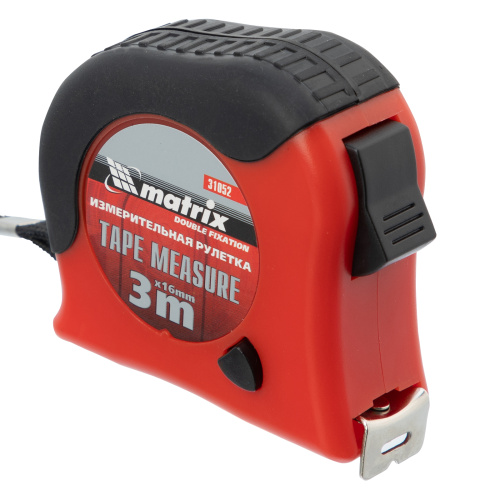 Рулетка Double fixation,3 м х 16 мм,обрезиненный корпус,двойная плавная фиксация Matrix по ценам производителя в Уфе с доставкой по всей России