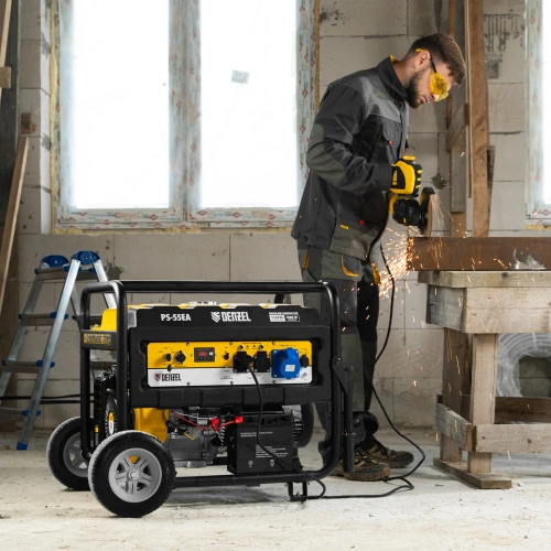 Генератор бензиновый PS 55 EA, 5.5 кВт, 230 В, 25 л, коннектор автоматики, электростартер Denzel по ценам производителя в Уфе с доставкой по всей России