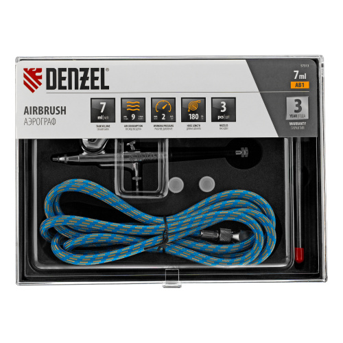 Аэрограф с верхним бачком AB1, 0.2/0.3/0.5 мм, 7 мл, 9 л/мин Denzel по ценам производителя в Уфе с доставкой по всей России