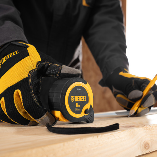 Рулетка 8м х 25мм, двухкомп. корпус, кнопка-пауза Denzel по ценам производителя в Уфе с доставкой по всей России