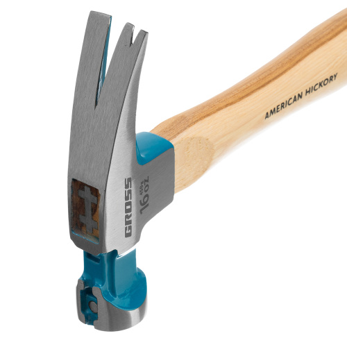 Молоток-гвоздодер, 450 г, угол 75, магнит, обрезиненная рукоятка American hickory GROSS по ценам производителя в Уфе с доставкой по всей России
