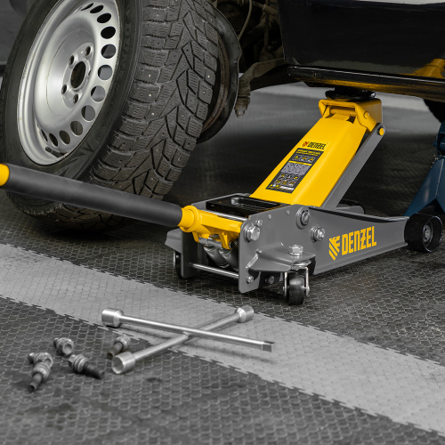 Домкрат гидравлический подкатной, 3 т, 125-470 мм, быстрый подъем, проф. Denzel по ценам производителя в Уфе с доставкой по всей России