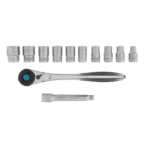 Набор торцевых головок, трещотка 120 зубьев, 1/2", CrV, 12 предметов Gross по ценам производителя в Уфе с доставкой по всей России