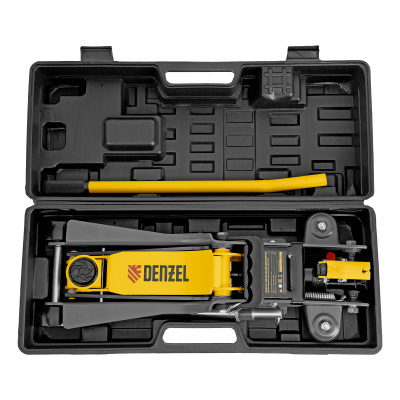 Домкрат гидравлический подкатной с фиксатором, 2,5 т,  85-385 мм, в пласт. кейсе Denzel по ценам производителя в Уфе с доставкой по всей России