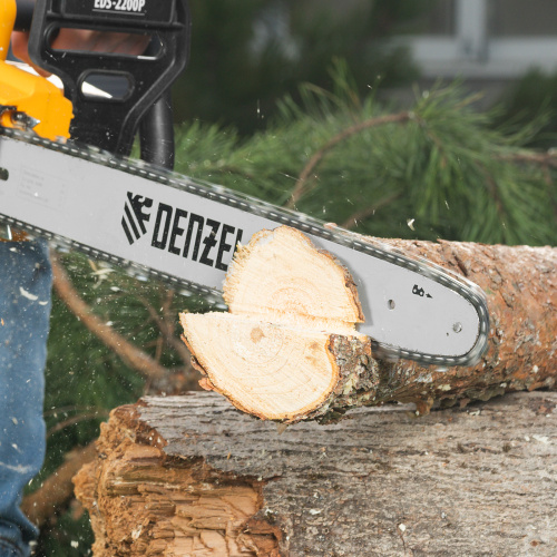 Пила цепная электрическая EDS-2200P, 2.2 кВт,поперечная, шина 45 см, шаг 3/8, паз 1.3 мм, 63 звена Denzel по ценам производителя в Уфе с доставкой по всей России