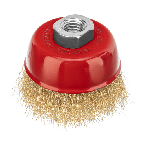 Щетка для УШМ, 75 мм, М14, "чашка", латунированная витая проволока Matrix по ценам производителя в Уфе с доставкой по всей России