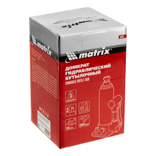 Домкрат гидравлический бутылочный, 3 т, h подъема 178-343 мм Matrix по ценам производителя в Уфе с доставкой по всей России