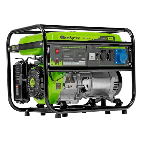 Генератор бензиновый БС-8000, 6,6 кВт, 230В, четырехтактный, 25 л, ручной стартер Сибртех по ценам производителя в Уфе с доставкой по всей России