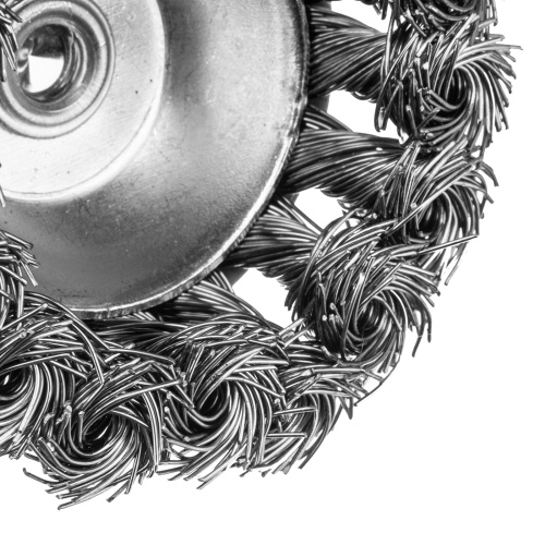Щетка для дрели, 65 мм, Чашка, со шпилькой, нержавеющая крученая проволока Denzel по ценам производителя в Уфе с доставкой по всей России