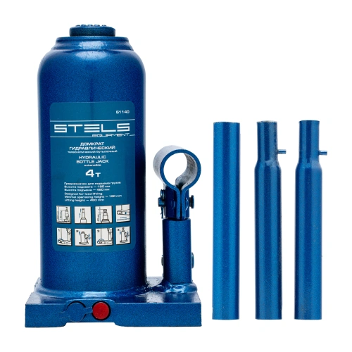Домкрат гидравлический бутылочный телескопический, 4 т, h подъема 190-480 мм Stels по ценам производителя в Уфе с доставкой по всей России