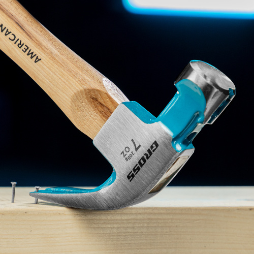 Молоток-гвоздодер, 200 г, угол 45, магнит, обрезиненная рукоятка American hickory GROSS по ценам производителя в Уфе с доставкой по всей России