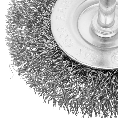 Щетка для дрели, 75 мм, плоская со шпилькой, витая проволока Сибртех по ценам производителя в Уфе с доставкой по всей России