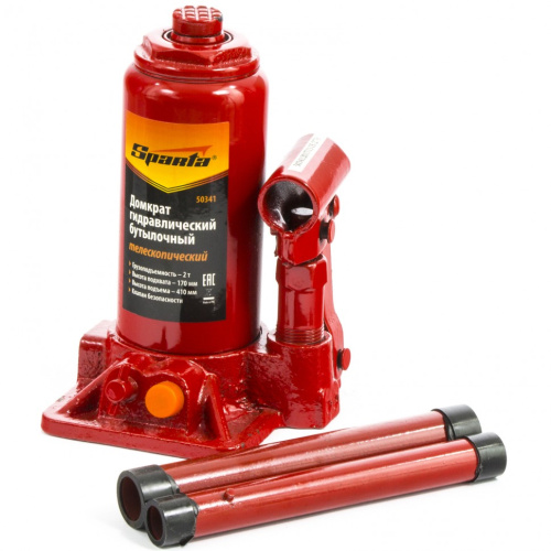 Домкрат гидравлический бутылочный телескопический, 2 т, h подъема 170-410 мм Sparta по ценам производителя в Уфе с доставкой по всей России