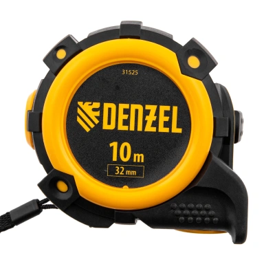 Рулетка 10м х 32мм, автоматич. фиксац., нейлон. покрытие, магнит. зацеп, двухстор. разметка Denzel по ценам производителя в Уфе с доставкой по всей России