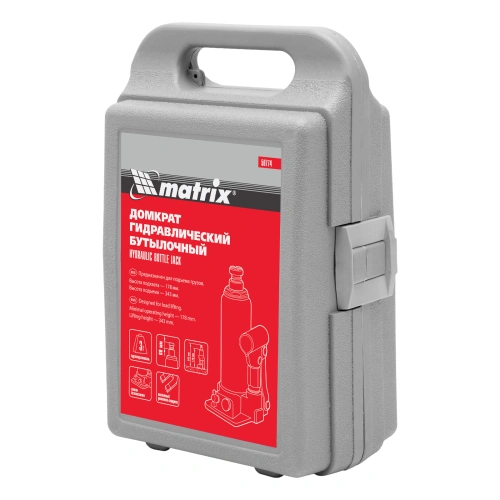 Домкрат гидравлический бутылочный, 3 т, h подъема 178-343 мм, в пластиковом кейсе Matrix по ценам производителя в Уфе с доставкой по всей России