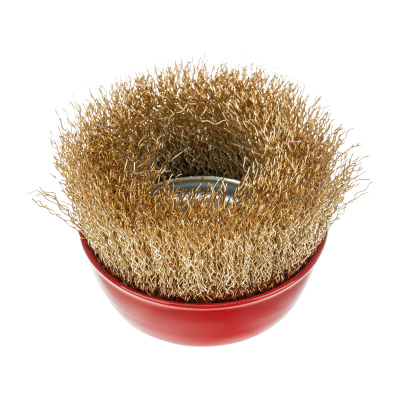 Щетка для УШМ, 75 мм, М14, "чашка", латунированная витая проволока Matrix по ценам производителя в Уфе с доставкой по всей России