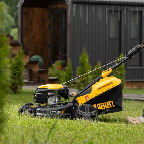 Газонокосилка бензиновая GLD-460SP, 146 куб.см, ширина 46 см, привод 7 уровней, травосборник 50 л Denzel по ценам производителя в Уфе с доставкой по всей России