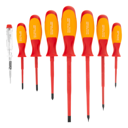 Набор отверток диэлектрических до 1000 В, 8 шт, тестер, CrMo, двухкомпонентные рукоятки Gross по ценам производителя в Уфе с доставкой по всей России