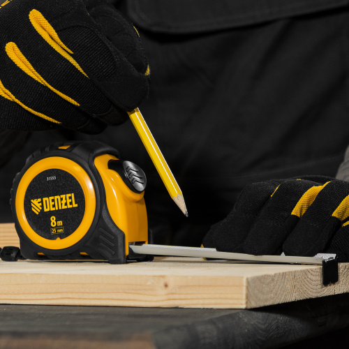 Рулетка 8м х 25мм, обрезиненный корпус, автоматическая фиксация Denzel по ценам производителя в Уфе с доставкой по всей России