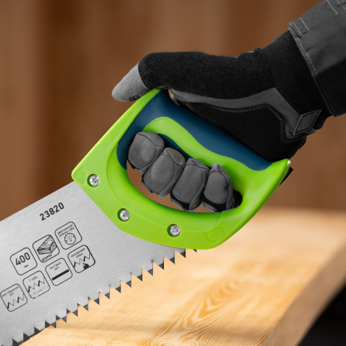 Ножовка по дереву "Зубец", 400 мм, шаг зуба 10 мм, каленый зуб 2D, двухкомпонентная рукоятка Сибртех по ценам производителя в Уфе с доставкой по всей России