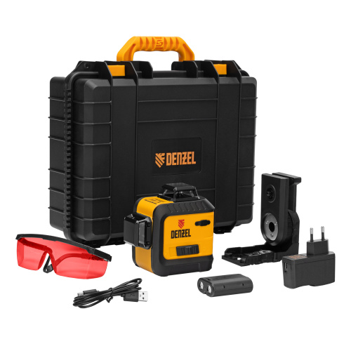 Лазерный уровень мультипризменный LX 360-3 Red, 30 м, 635 нм, аккумулятор Li 2800 мАч, резьба 5/8" Denzel по ценам производителя в Уфе с доставкой по всей России