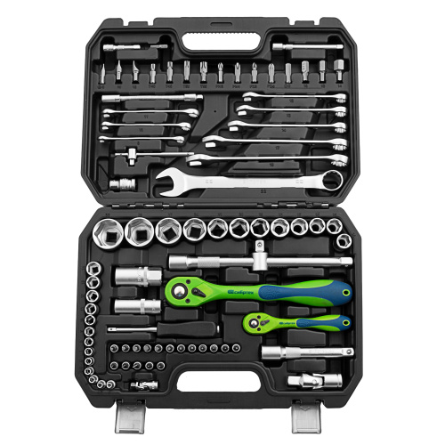 Набор инструментов 82 предмета, CrV, 1/2", 1/4" Сибртех по ценам производителя в Уфе с доставкой по всей России