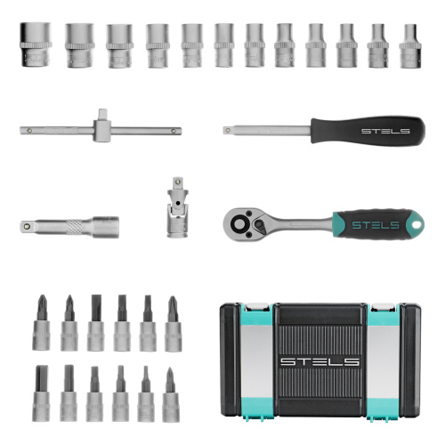 Набор инструментов, 1/4", CrV, пластиковый кейс 29 предметов Stels по ценам производителя в Уфе с доставкой по всей России