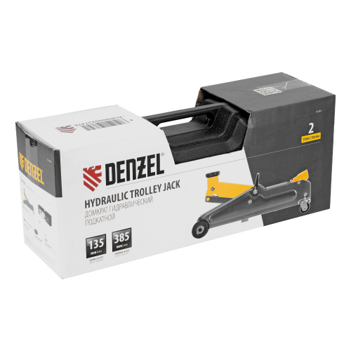 Домкрат гидравлический подкатной, 2 т, 135-385 мм, в пласт. кейсе Denzel по ценам производителя в Уфе с доставкой по всей России